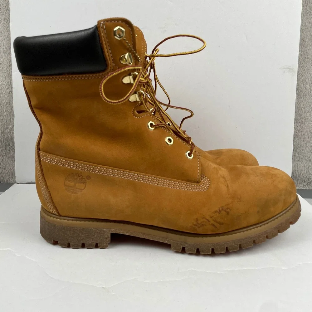 Timberland Boots Beige Premium Work Timbs Tan Beige Leather - Mens Size 13